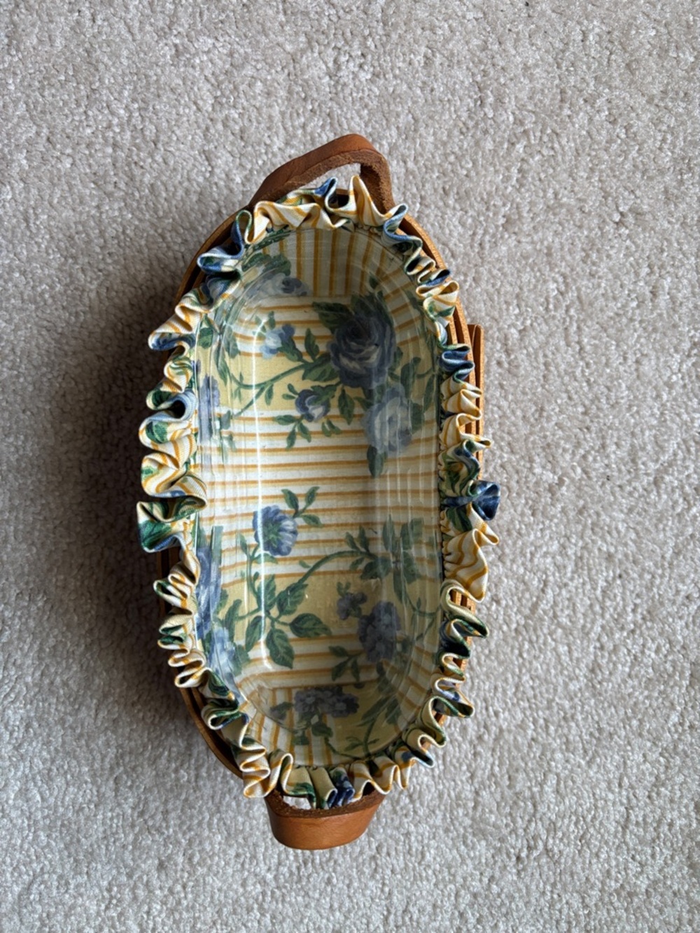Longaberger Lavender Mini Booking Basket with Yellow Vine Liner and Protector